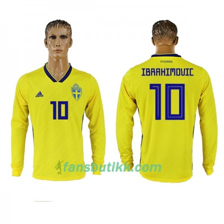 Fotball-VM 2018 Sverige drakt Ibrahimovic 10 Hjemmetrøye Langermet